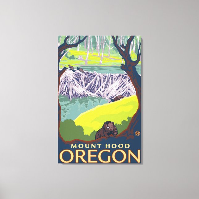 Lienzo Familia Beaver - Monte Hood, Oregón (Anverso)