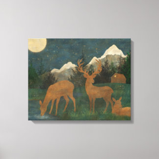 Lienzo Familia de ciervos junto a un arroyo Pintura Cotta
