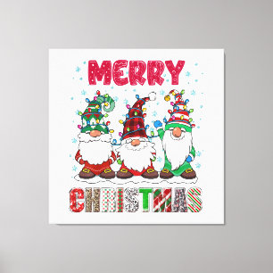 Lienzo Familia de Gnomos Divertida Navidad Árbol de Navid