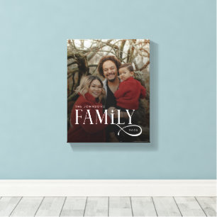 Lienzo Familia de guión moderno con nombre de foto person
