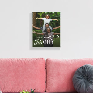 Lienzo Familia de guión moderno Foto personalizada Nombre
