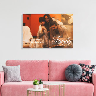 Lienzo Familia de guión moderno Foto personalizada Nombre