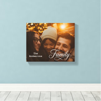Lienzo Familia de guión moderno Nombre de foto personaliz