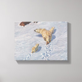 Lienzo Familia de osos polares en la nieve ártica