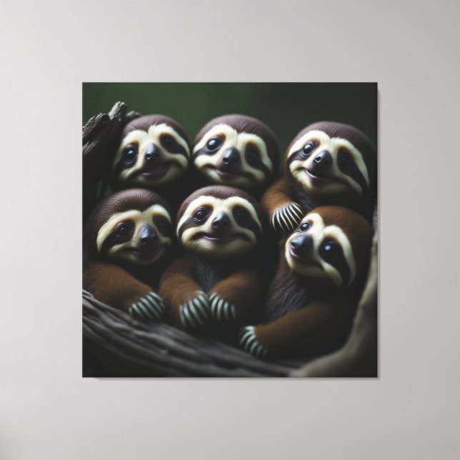 Lienzo Familia de sonrientes locuras de bebés unidas (Anverso)