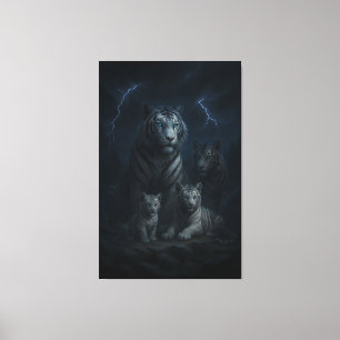 Lienzo Familia de Tigre Blanco Nacida de la Tormenta – Gu