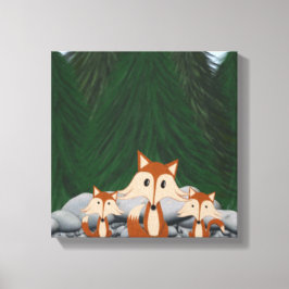 Lienzo Familia de zorros adorable