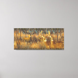 Lienzo Familia Deer En El Sol De La Mañana Del Otoño