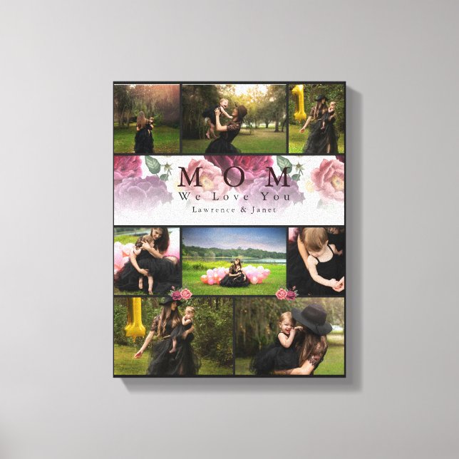 Lienzo Familia floral monograma y Collage de fotos matern (Anverso)