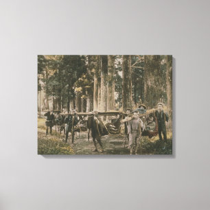 Lienzo Familia japonesa que es adentro llevadas literas,