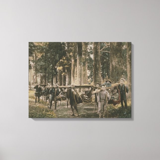 Lienzo Familia japonesa siendo transportada en basura, añ (Anverso)