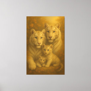 Lienzo Familia Majestuosa de Tigres Blancos – Prin de Lie