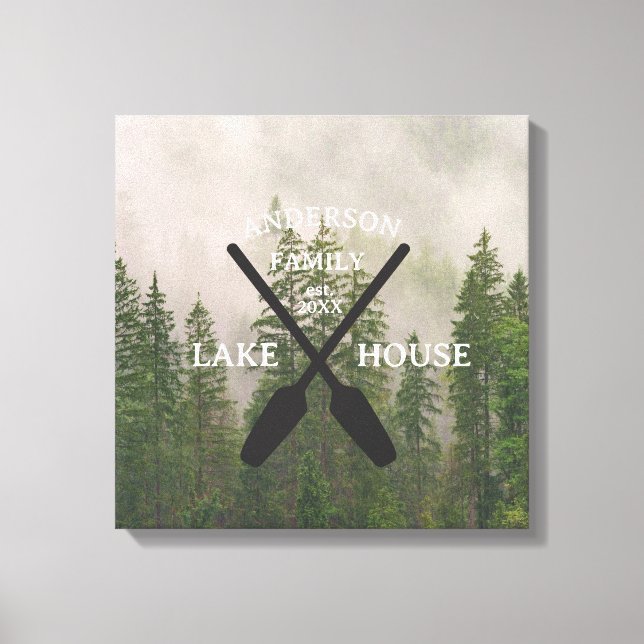 Lienzo Familia Personalizada Nombre Casa Lago (Anverso)