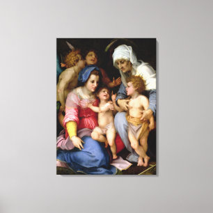Lienzo Familia santa con los ángeles, c.1515-16 (aceite