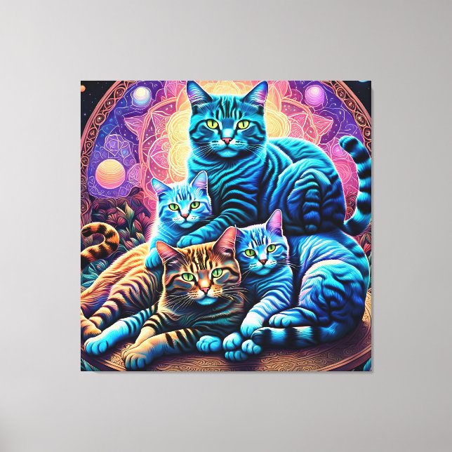 Lienzo Familia Veranda Cat (Anverso)