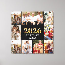 Lienzo Family 2026 Photo Collage Custom Script Name