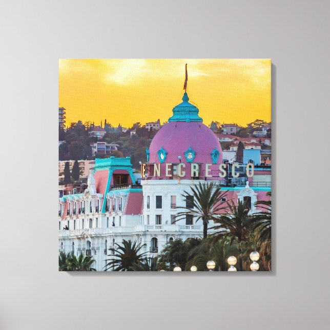 Lienzo Famoso hotel de lujo Hotel Negresco en Niza Franci (Anverso)