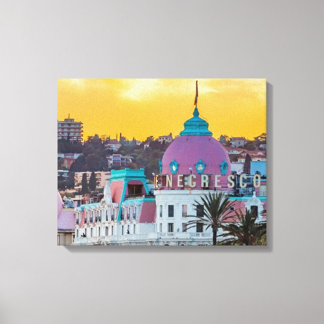 Lienzo Famoso hotel de lujo Hotel Negresco en Niza Franci (Anverso)