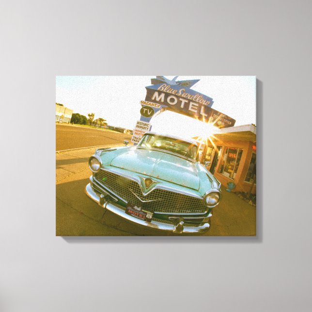 Lienzo Famoso motel Blue Swallow en la Ruta 66 (Anverso)