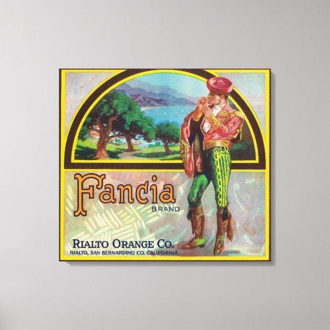 Lienzo Fancia Brand Citrus Crate Label (Anverso)