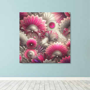 Lienzo Fans de rosa y plateado Art Nouveau