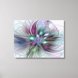 Lienzo Fantasía abstracta moderna y colorida de flor frac