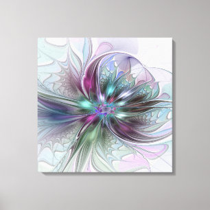 Lienzo Fantasía abstracta moderna y colorida de flor frac