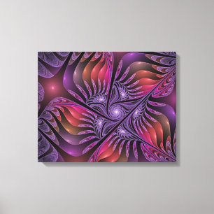 Lienzo Fantasía colorida Resumen Trippy Purple Fractal