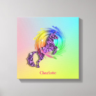 Lienzo Fantasía con el arcoiris Unicornio personalizado