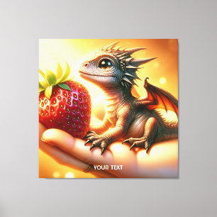 Lienzo Fantasía Cuesta Bebé Dragon Strawberry