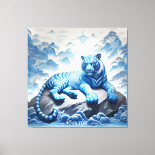 Lienzo Fantasía cuida tigre azul chino
