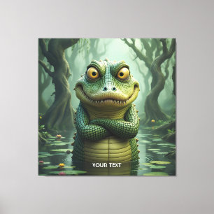 Lienzo Fantasía cute árboles cocodrilos enojados
