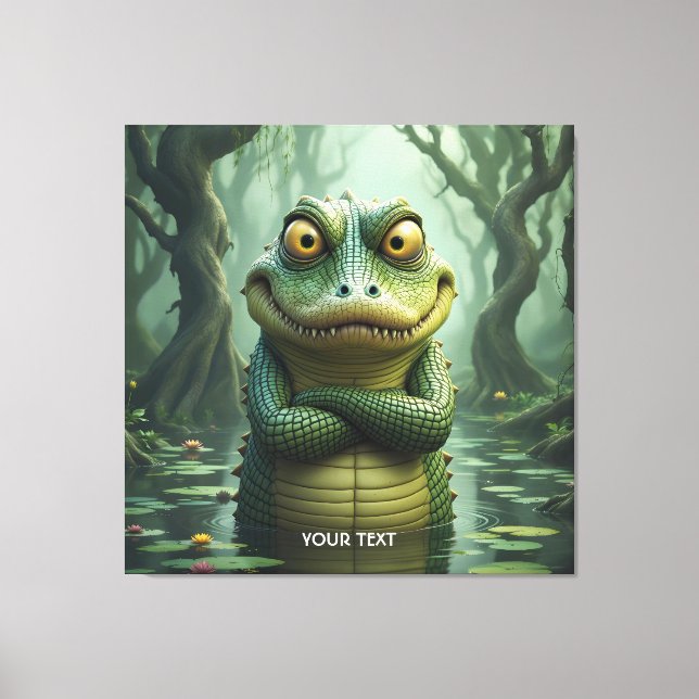 Lienzo Fantasía cute árboles cocodrilos enojados (Anverso)