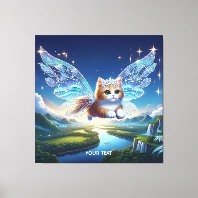 Lienzo Fantasía Cute Flying Cat Wings (Anverso)