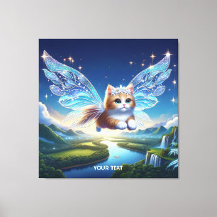 Lienzo Fantasía Cute Flying Cat Wings