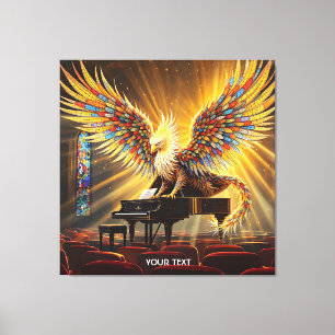 Lienzo Fantasía Cute Griffon Jugando Piano