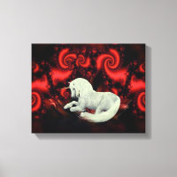 Fantasía de caballo rojo Unicornio blanco
