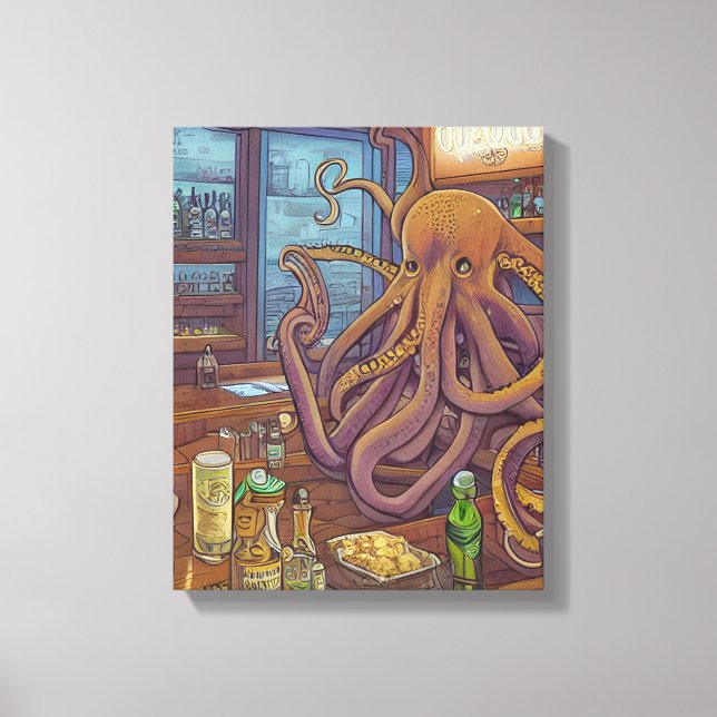 Lienzo Fantasía de Octopus bartender (Anverso)