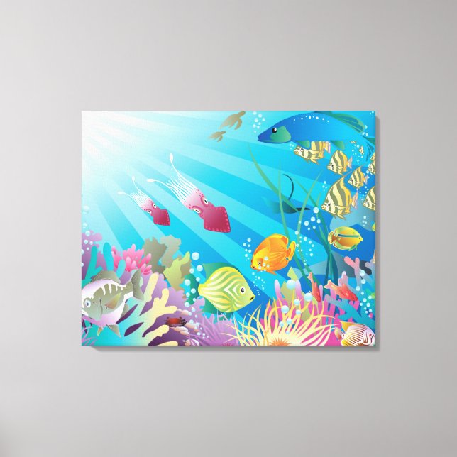 Lienzo Fantasía de peces subacuáticos (Anverso)