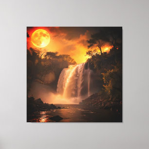 Lienzo Fantasia del paisaje de la cascada bajo la luz de 