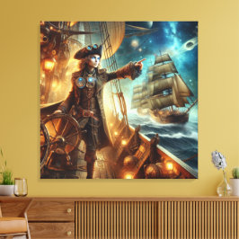 Lienzo Fantasía espacial Pirata Steampunk Vintage Victori