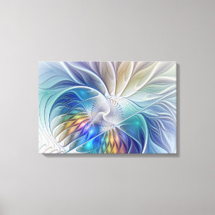 Lienzo Fantasía floral, flor fractal abstracta colorida
