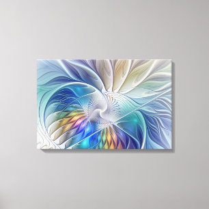 Lienzo Fantasía floral, flor fractal abstracta colorida