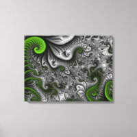 Fantasía Gris Verde Mundial Resumen Fractal Tripty