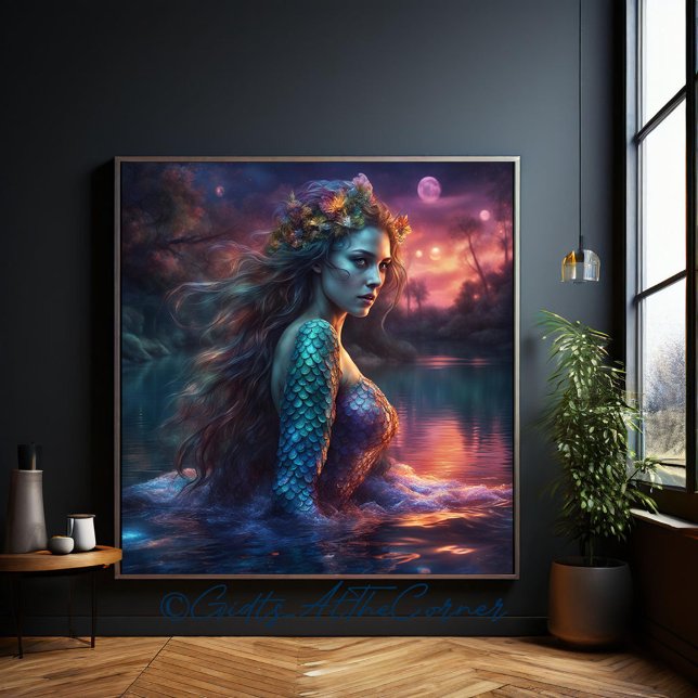 Lienzo Fantasía Hermosa Princesa Siren Sirena En Un Lago (Subido por el creador)
