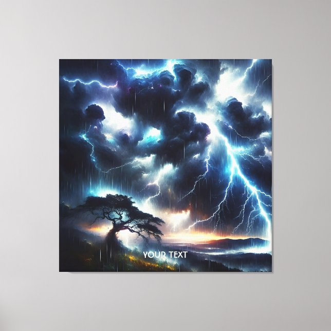 Lienzo Fantasía Iluminación de la lluvia de árboles tritu (Anverso)