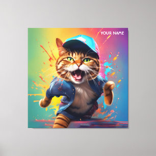 Lienzo Fantasía lindo gato bailando hip-pop