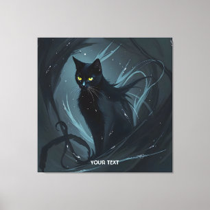 Lienzo Fantasía lindo gato noche negro