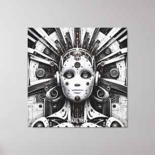 Lienzo Fantasía lindo Robot negro blanco