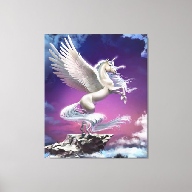 Lienzo Fantasía mágica de unicornio blanco (Anverso)